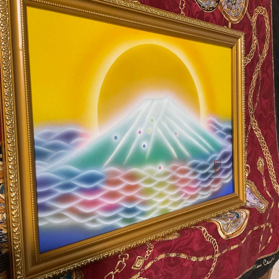 富士山絵画セール｜神界 龍雲 天照大御神 次元上昇開運アート金額縁付