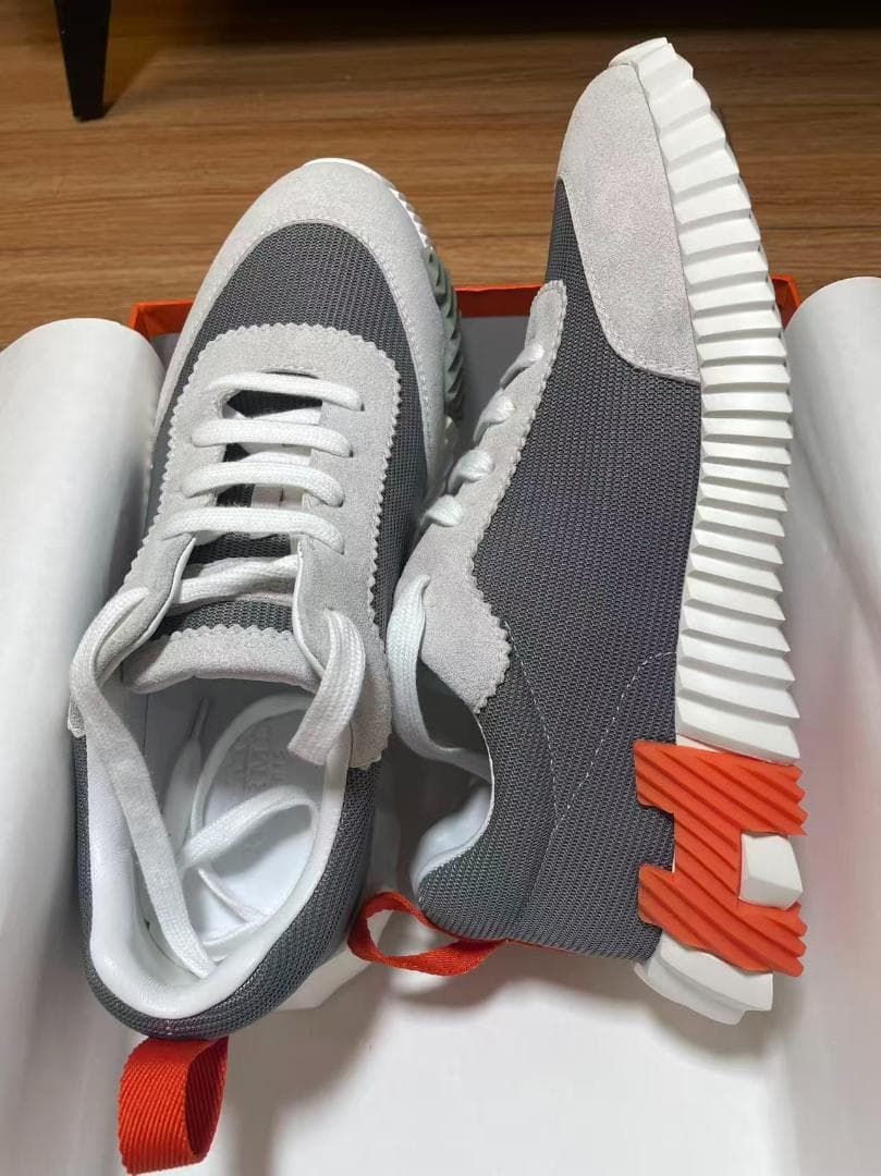 HERMES グレー/ホワイト シューズ