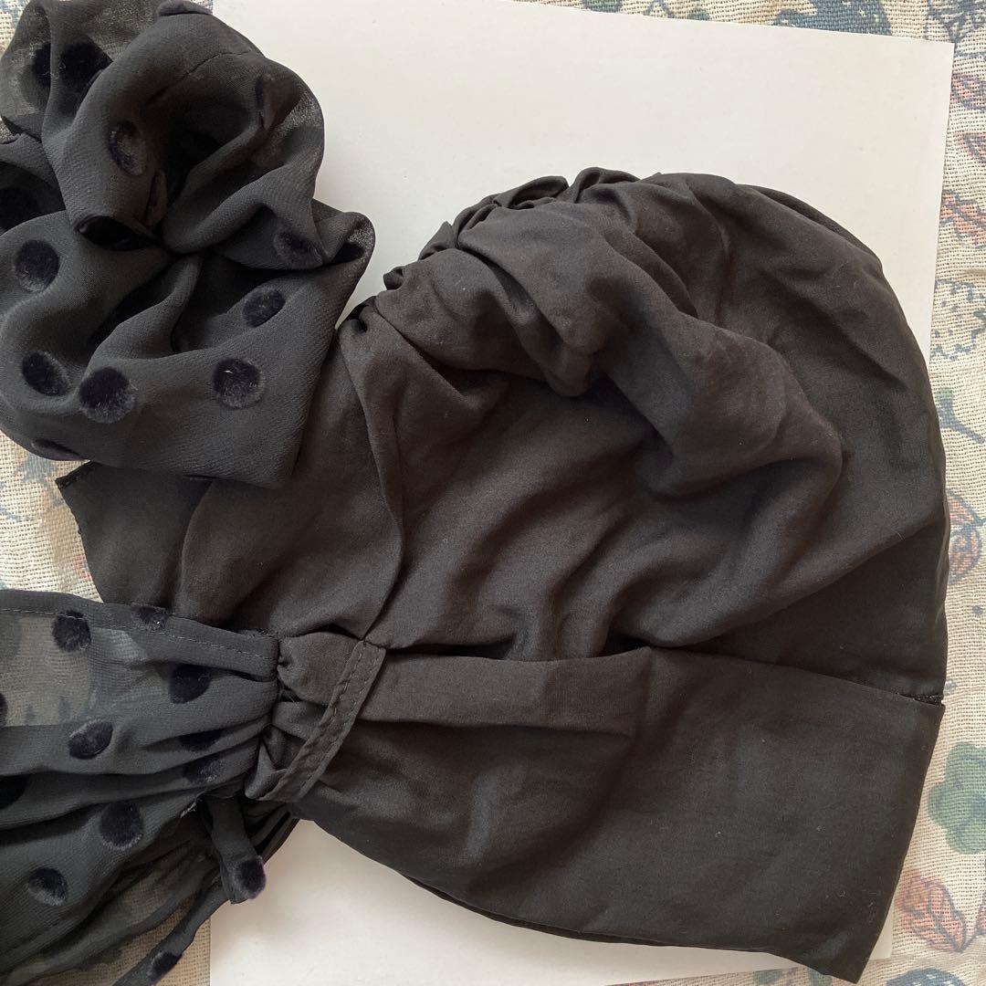 BAREN バレナ　スカーフハット　ブラックシフォン　& 前髪ウィッグ　付き