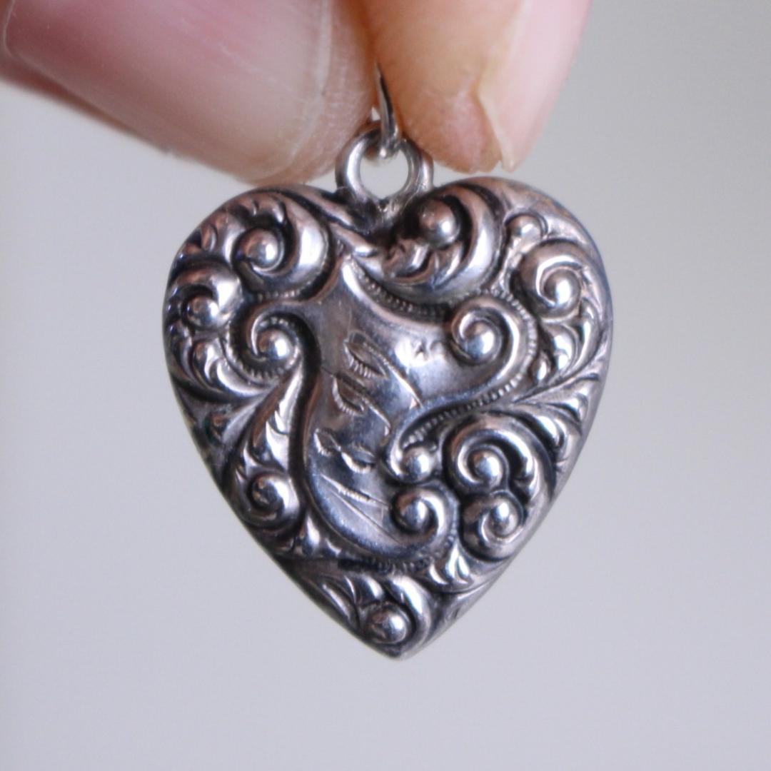 40s　スウィートハートジュエリー　WW2　シルバー チャーム　波　ハート