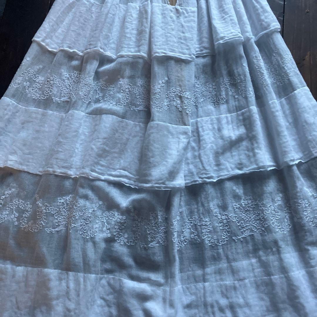 フランスアンティークベビーロングドレス　コットンシフォンドレス　美品