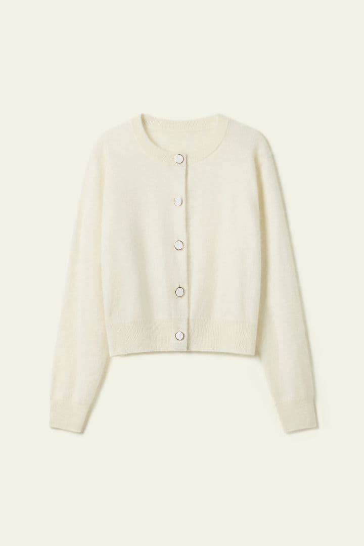 【新品タグ付】LILY SILK 超ソフト 起毛カシミア ネック カーディガン