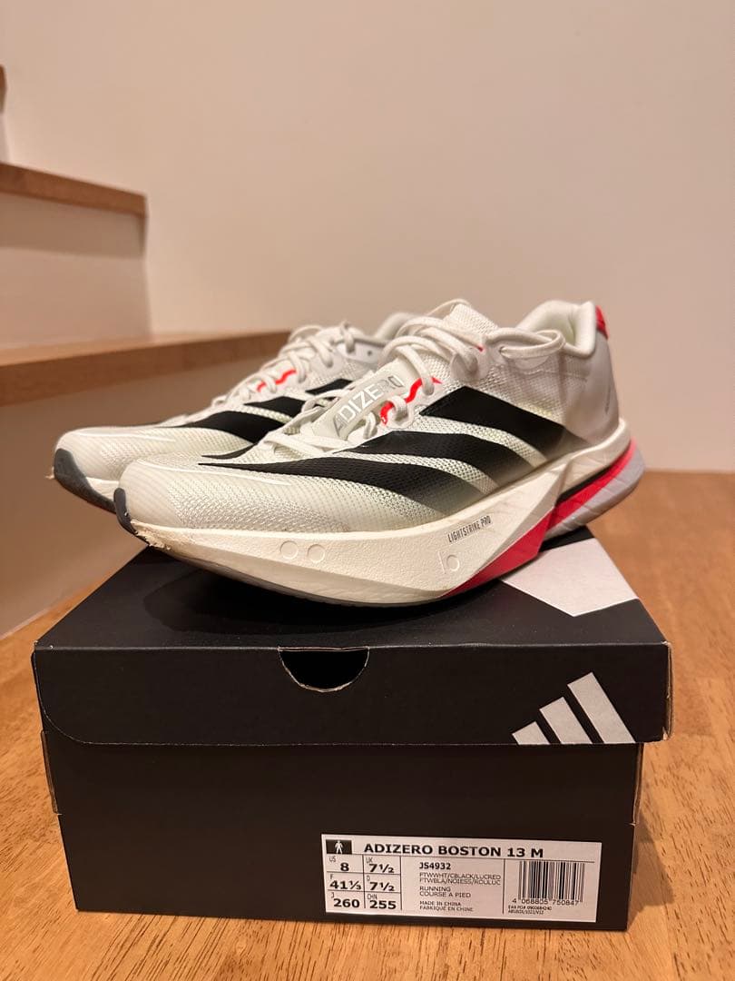 ADIZERO BOSTON 13 M ホワイト/ブラック/レッド