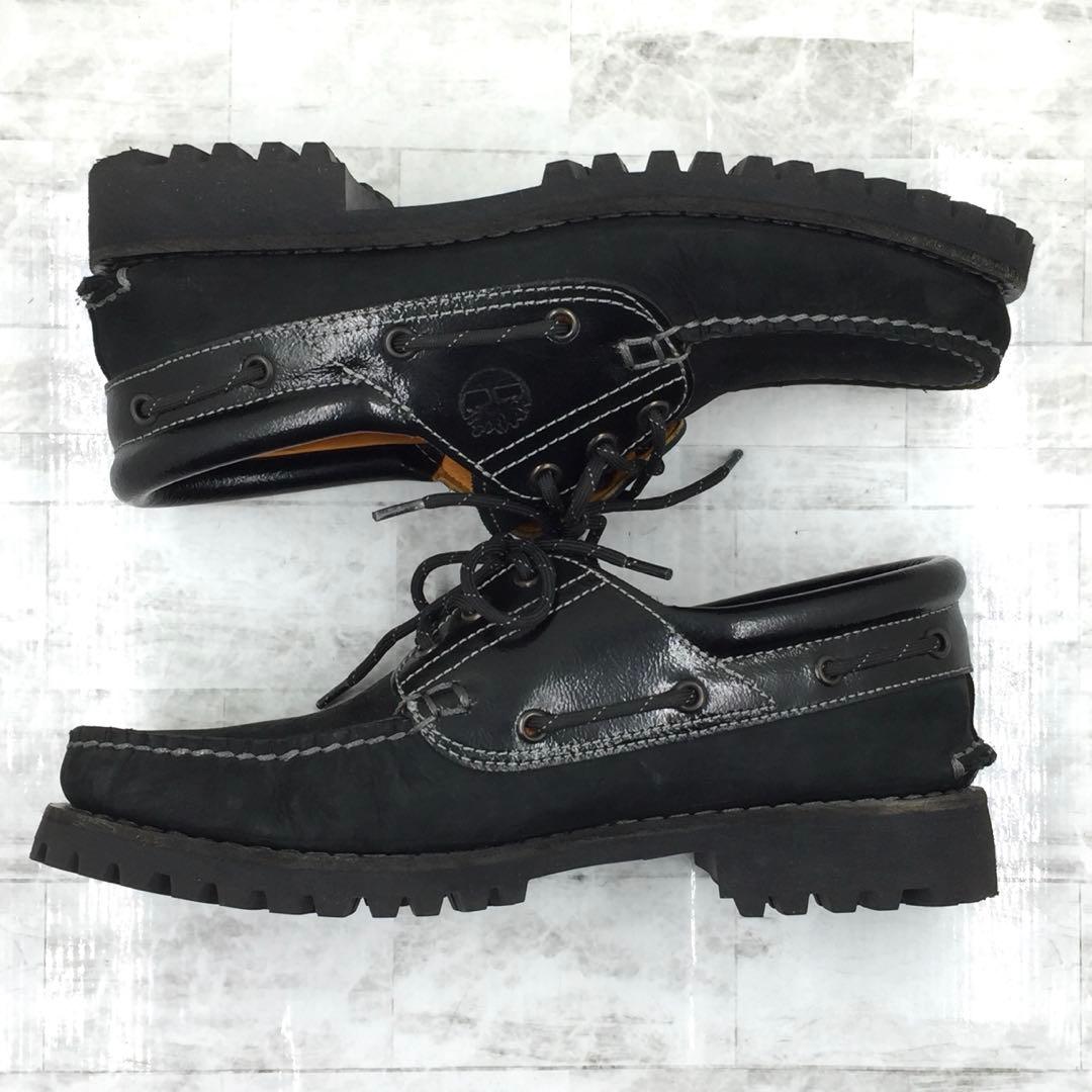 【美品】Timberland ティンバーランド3eyeデッキシューズ黒 25cm