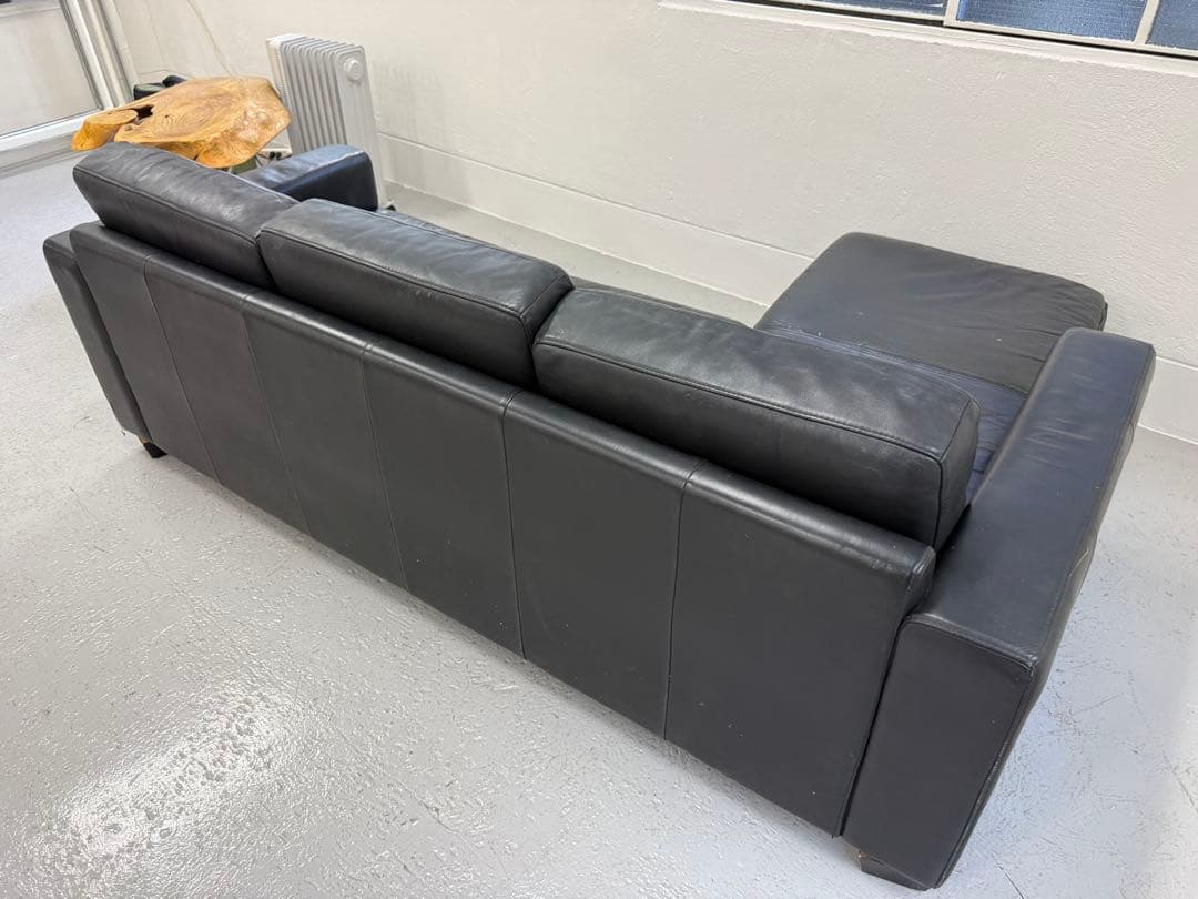 KEYUCA ケユカ 3人がけ　L字型ソファ　本革　黒　定価30万円