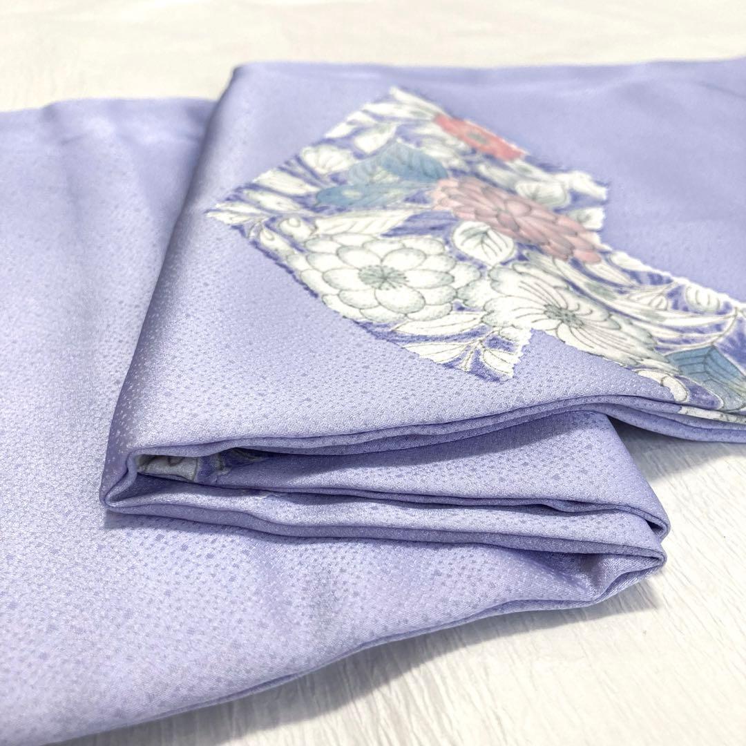【美品✨】東レシルック　さんび　洗える着物　付け下げ　藤色　辻が花　手縫い　P2