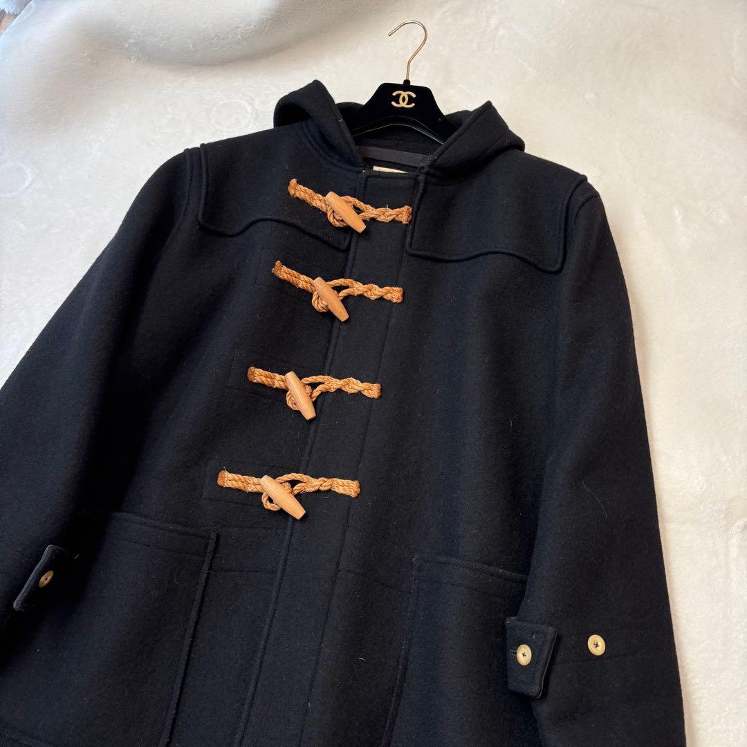 Glenoverグレンオーバー　ダッフルコート　黒　肉厚　ウール　ロング　トグル