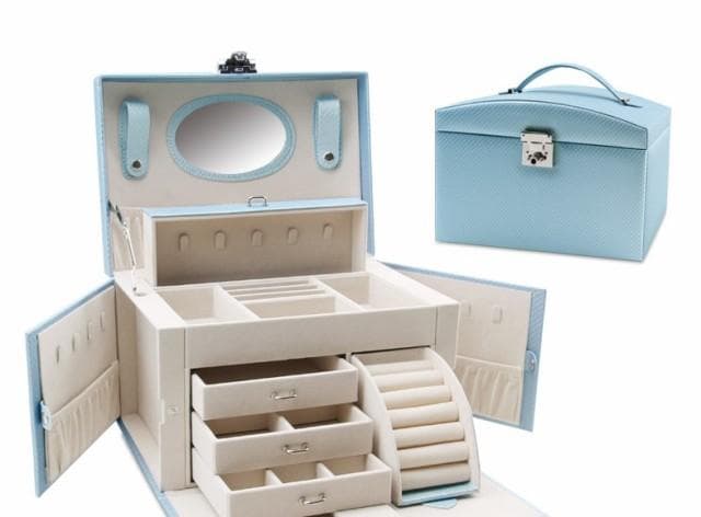 誕生日 大容量ジュエリーボックス ミラー付き アクセサリー