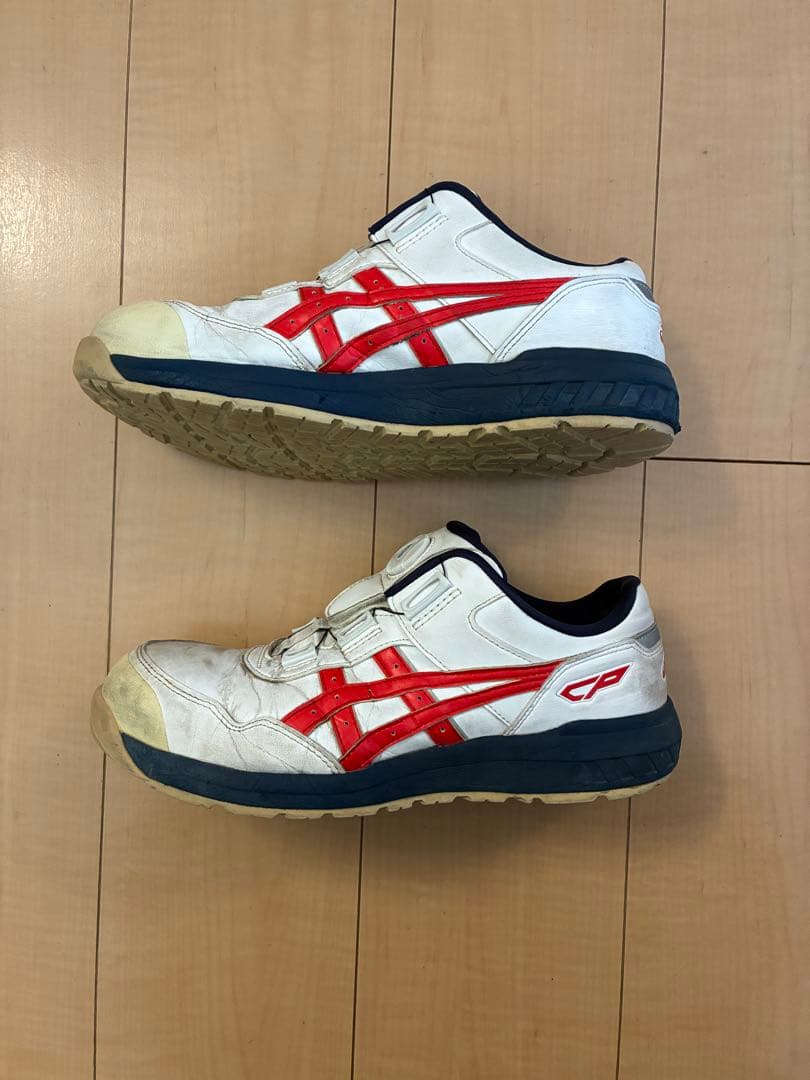 ビデ　ASICS WINJOB BOA ホワイト/レッド/ネイビー 安全靴