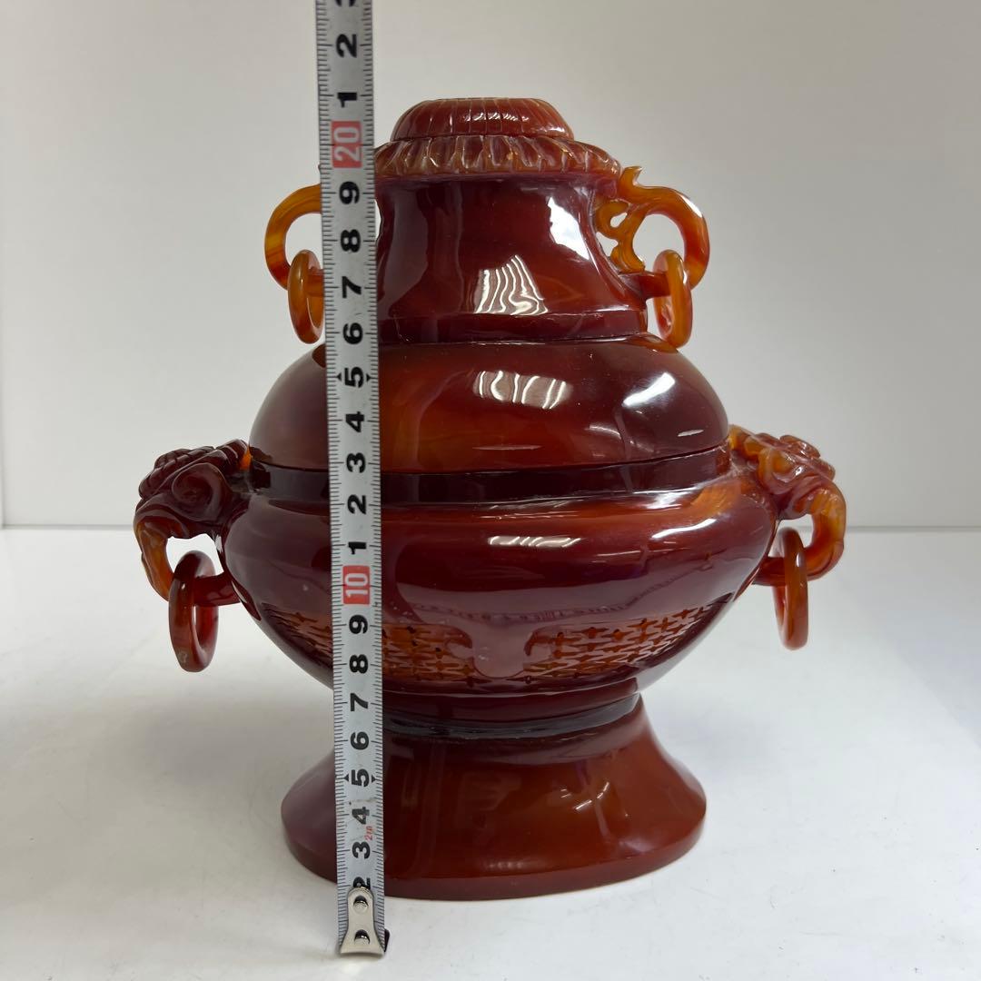 専用　中国美術　本黄瑪瑙　香炉　1796g トヒサ　東な8-0121☆2F