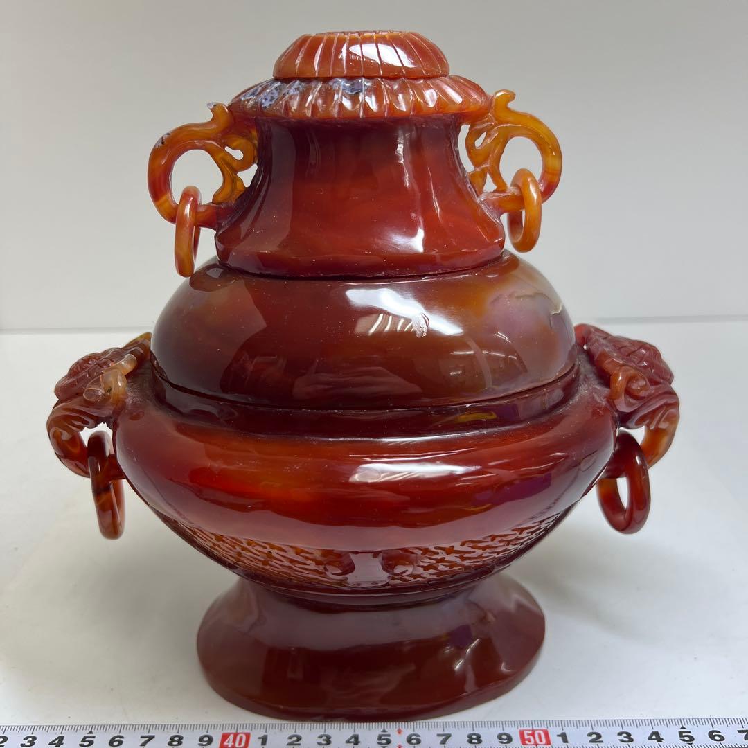 専用　中国美術　本黄瑪瑙　香炉　1796g トヒサ　東な8-0121☆2F