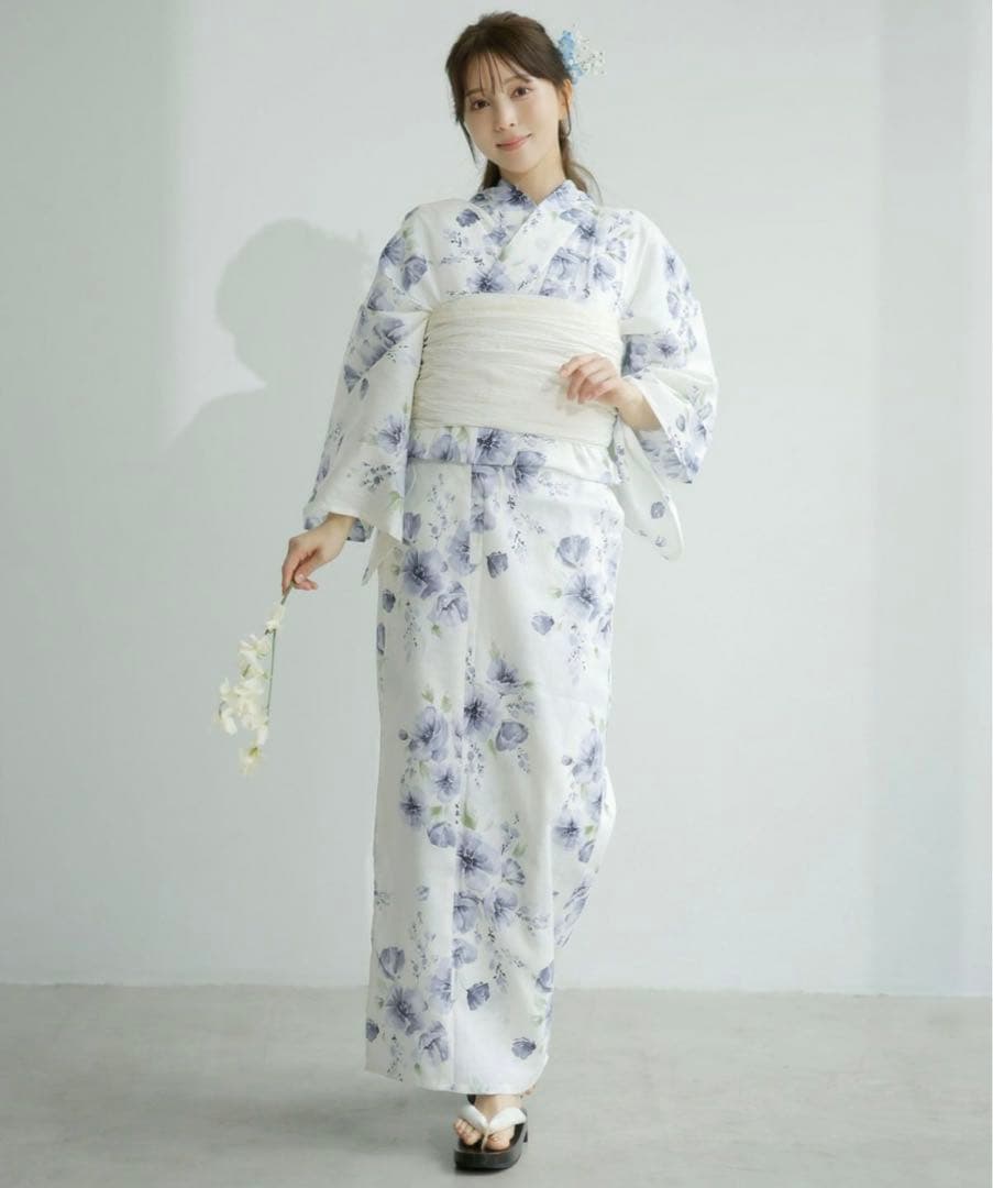 【新品未使用】Dita ディータ 水彩の雪月花(涼) 浴衣5点セット 水色 紫