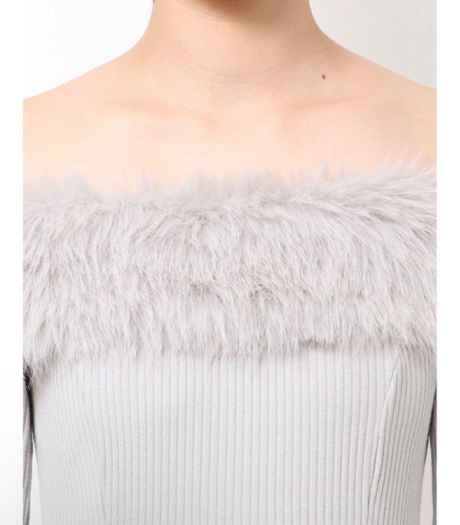 新品未使用 EATME フェイクファー オフショル ミニワンピース ブラック