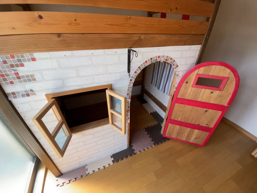 木製ロフトベッド/秘密基地/子供用