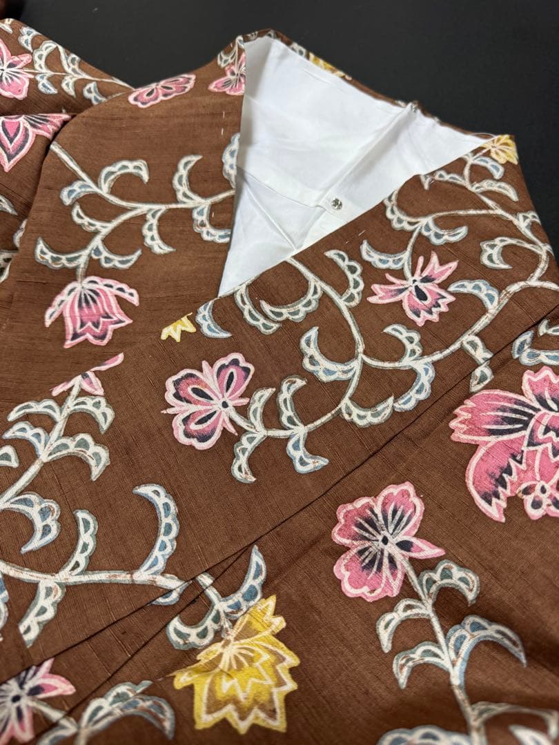 【銘品新品】京都老舗銘店「京ごふく細尾」 「木版染め」小千谷紬 玉糸 トール寸