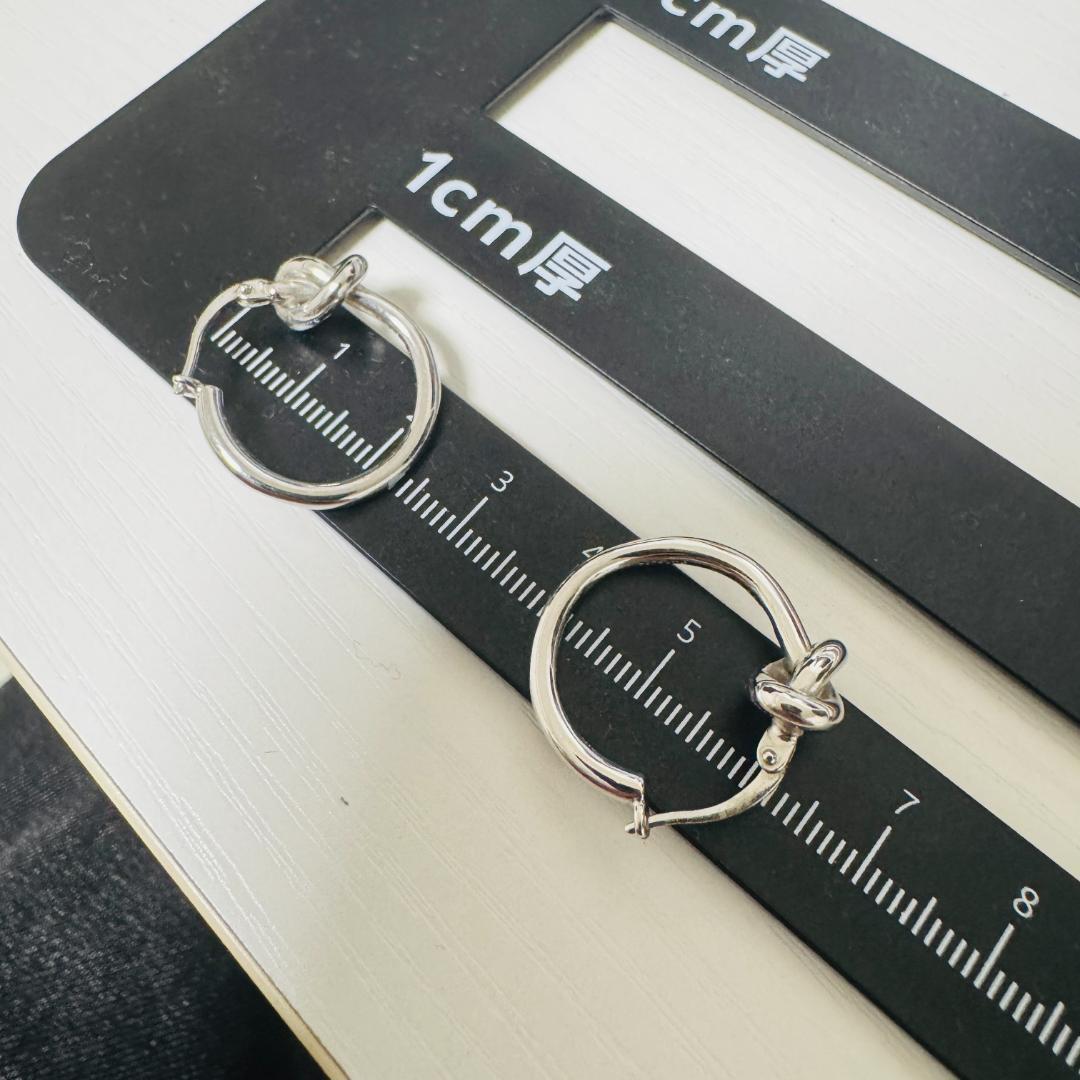 【箱付】CELINE セリーヌ　ノット　フープ　ピアス　シルバー　両耳