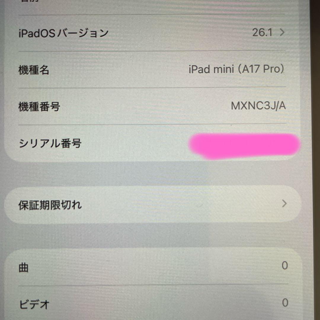 おまけ付iPad mini第7世代256GB Wi-Fi100%バッテリー
