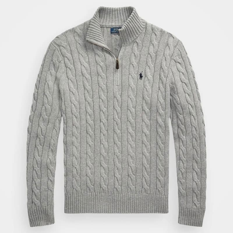 新品 正規品 ラルフローレン ケーブルニット セーター グレー L QRタグ付き