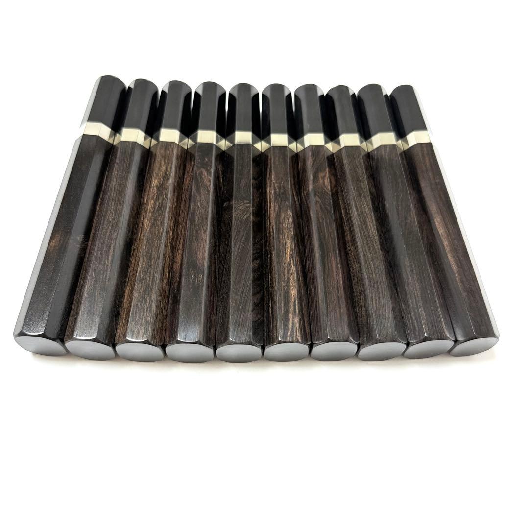 10本セット 銀巻 黒水牛角 フグ引き270 黒檀八角柄 フグ引き9寸 包丁の柄