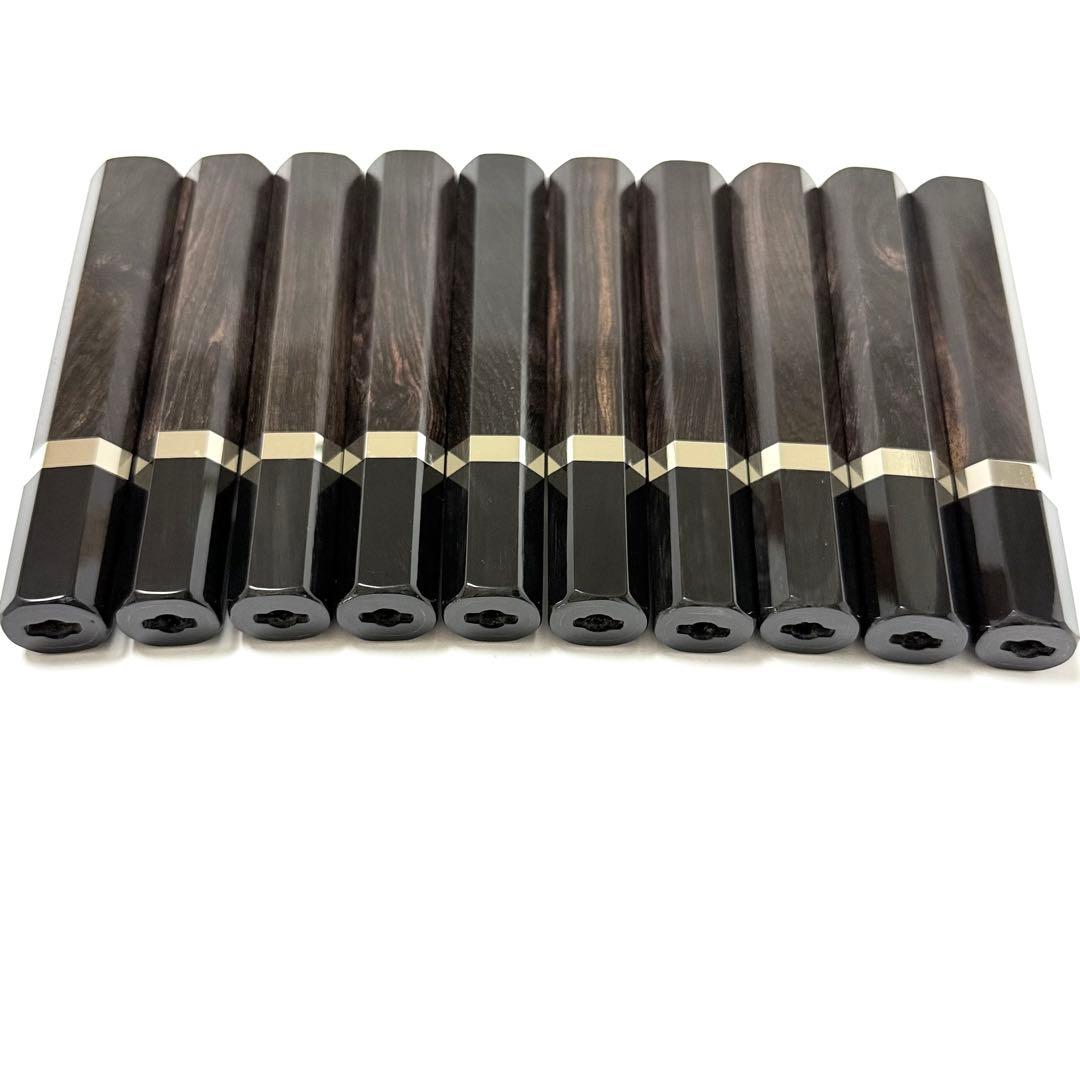 10本セット 銀巻 黒水牛角 フグ引き270 黒檀八角柄 フグ引き9寸 包丁の柄