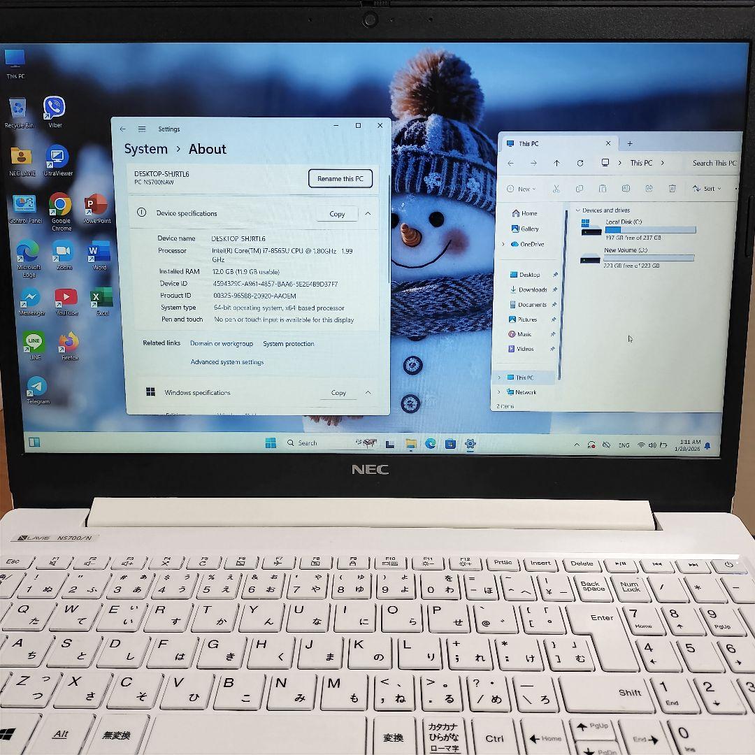 NEC ホワイト ノートPC フルHD タッチパネル, CORE i7/8th