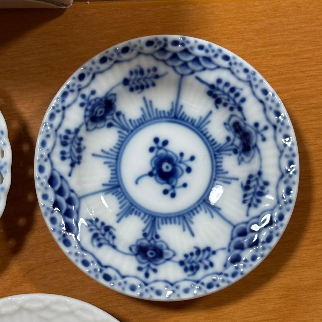 希少 ロイヤルコペンハーゲン グリーン フルレース ハーフレース 豆皿 5枚