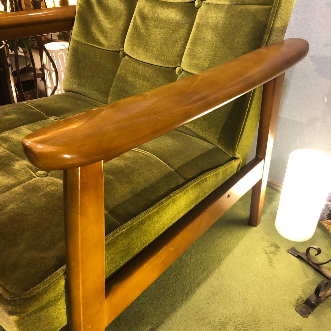 き*)様 ヴィンテージ カリモク６０　1シーター チェア　ソファ　モケットグリー
