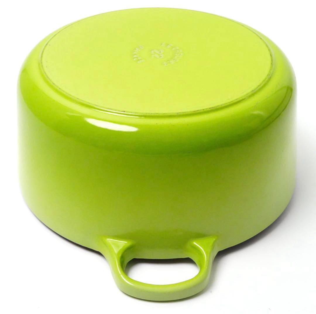 【美品】LE CREUSET　ココット ロンド フルーツグリーン 22cm