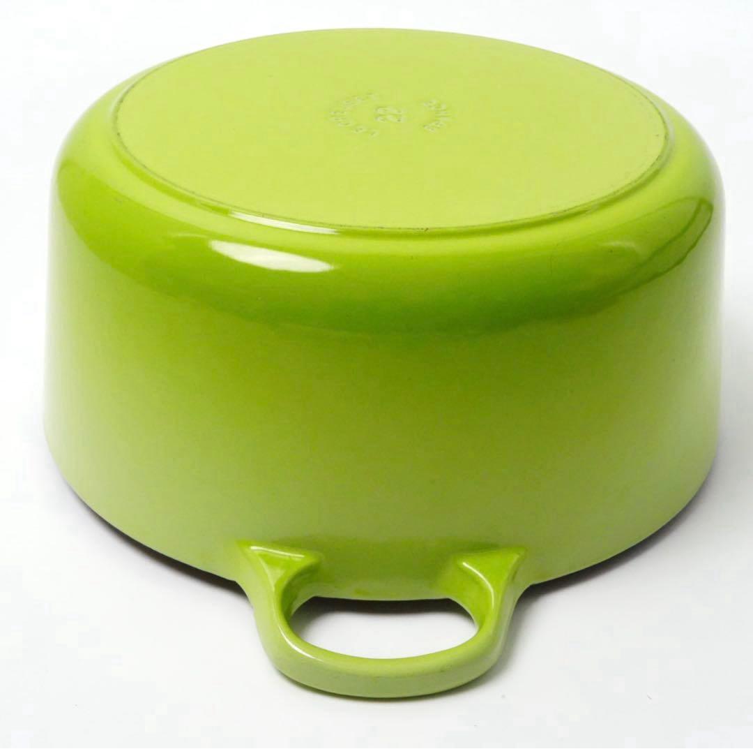 【美品】LE CREUSET　ココット ロンド フルーツグリーン 22cm