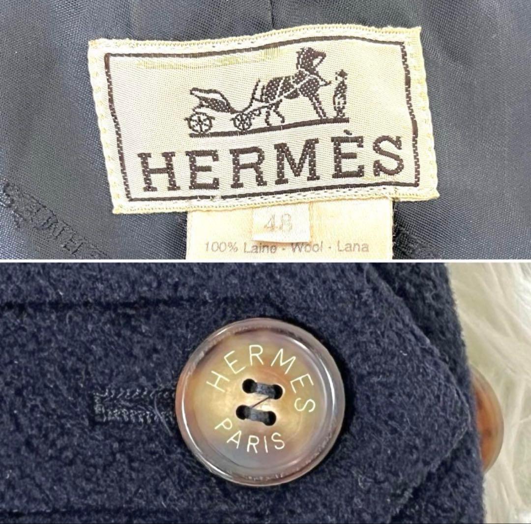 極希少・極美品　エルメス ダッフルコート ヘリンボーン Lサイズ