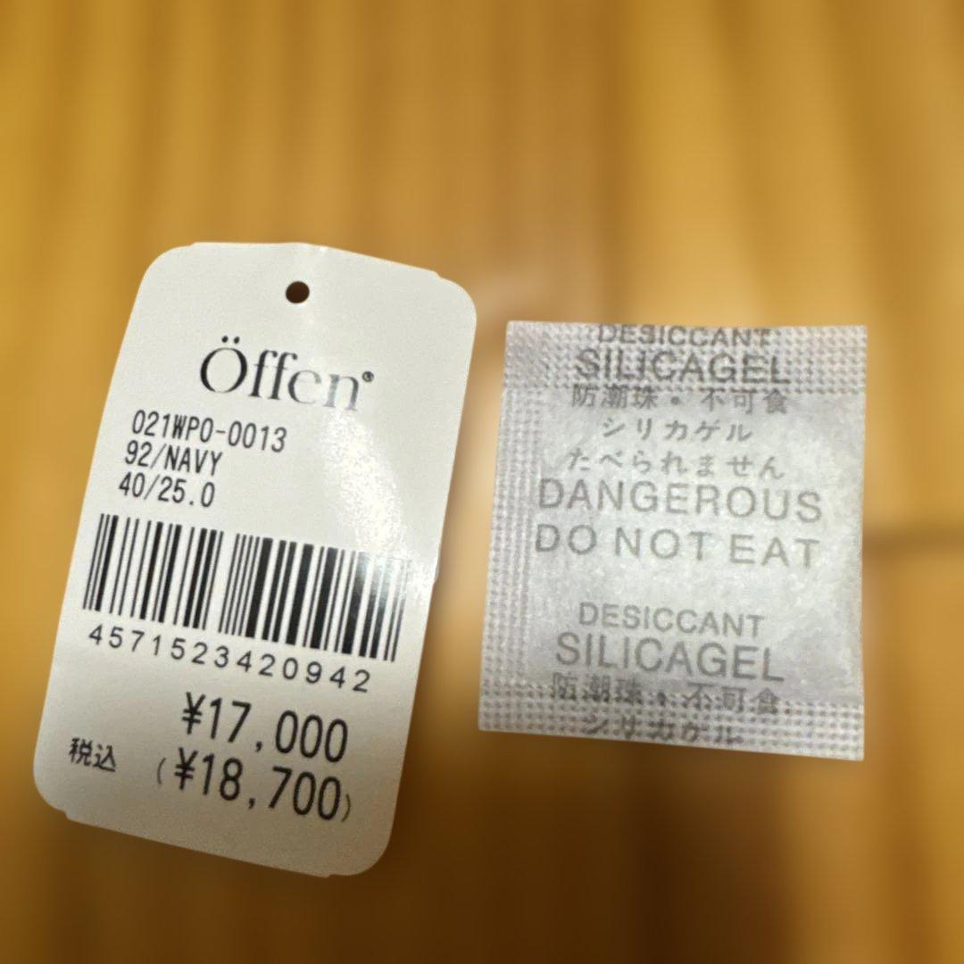 Öffen pointed-frin NAVY 40 フリルパンプスオッフェン