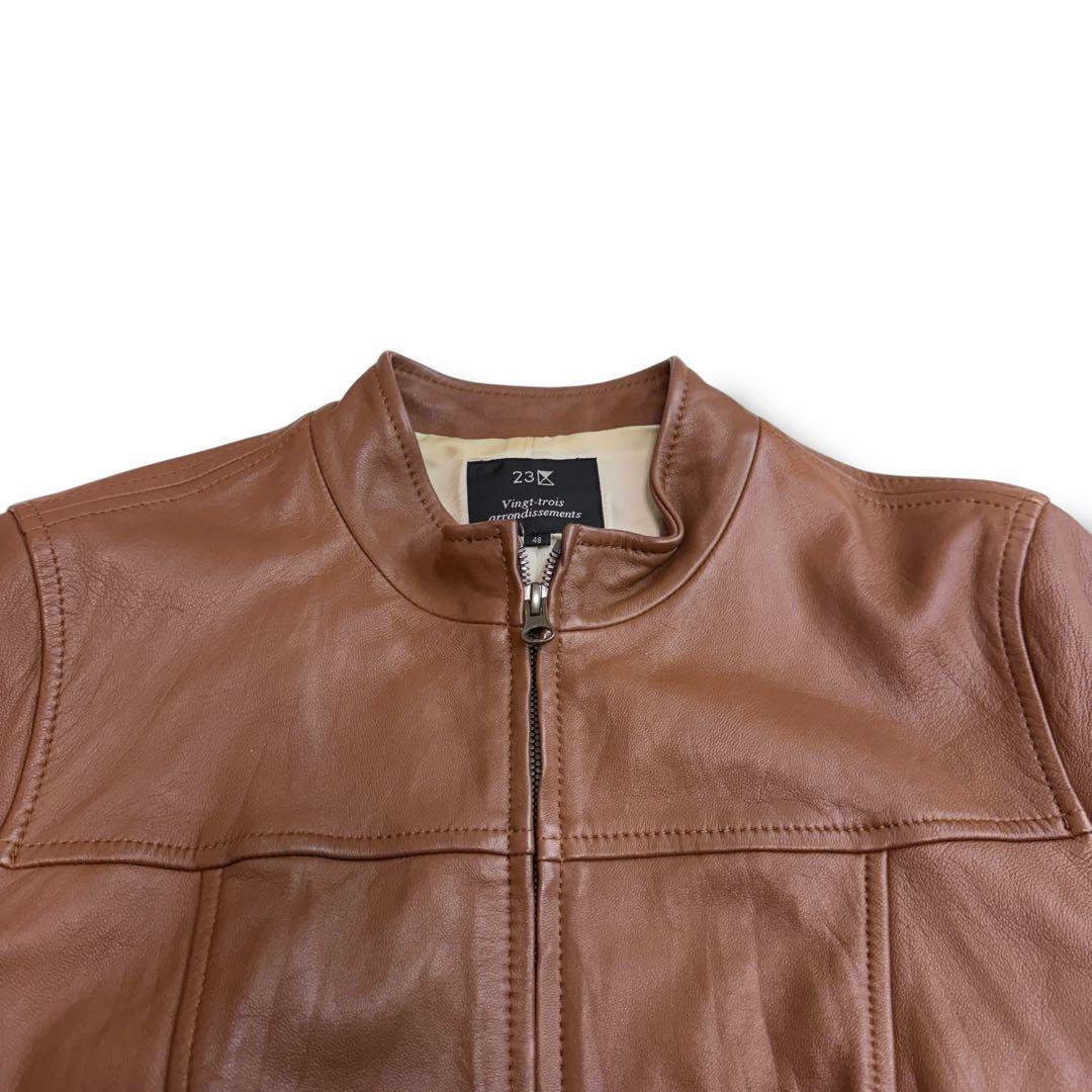 23区 1928 ラムレザー シングル ライダースジャケット 48 羊革