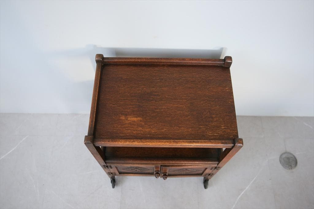 英国アンティーク木製キッチンワゴン/トロリー/サイドテーブル机(91-45)