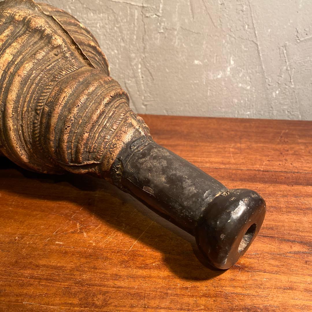 時代物 法螺貝笛 骨董品 明治 アンティーク 35cm 783g 山伏 仏教美術