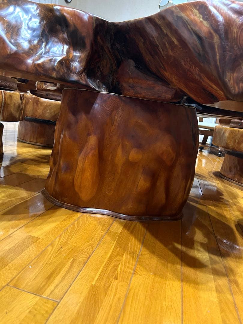 【希少】屋久杉 応接セット ローテーブル 椅子4脚 無垢 天然木 一枚板 配送可