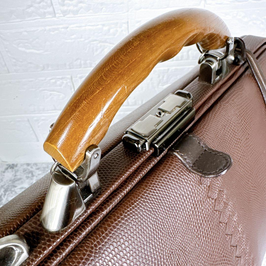 外観極美品【豊岡鞄/YOUTA】本革 LIZARD 3WAY 横ダレスL