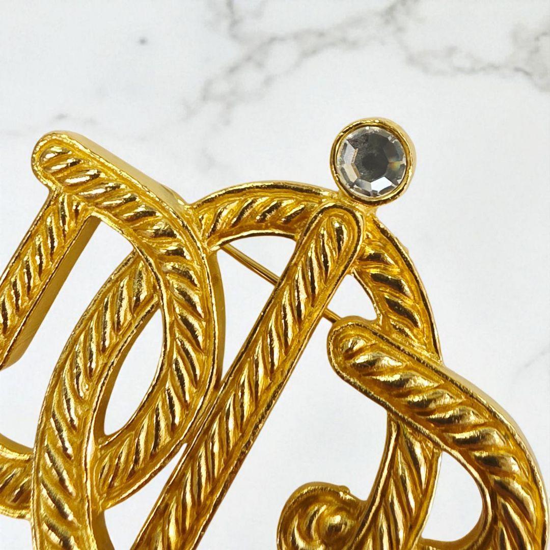 Christian Dior ディオール ロープ ロゴ ゴールド ブローチ