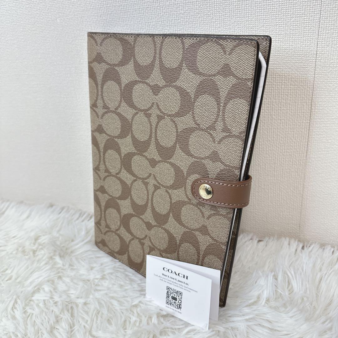 未使用品 COACH シグネチャー柄手帳カバー A5サイズ スパイラルノート付き