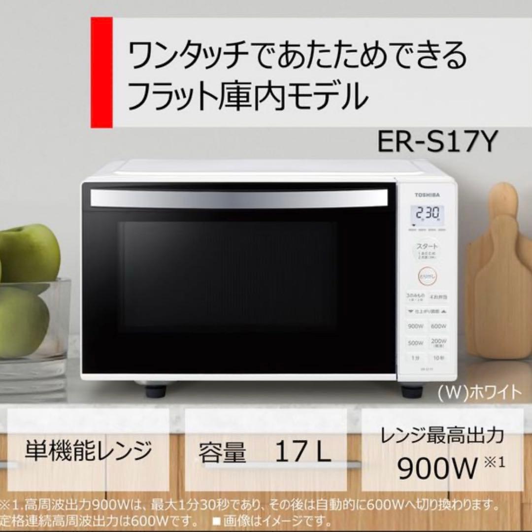 2024年製 東芝 ハイパワー簡単シンプル電子レンジ フラットER-S17Y