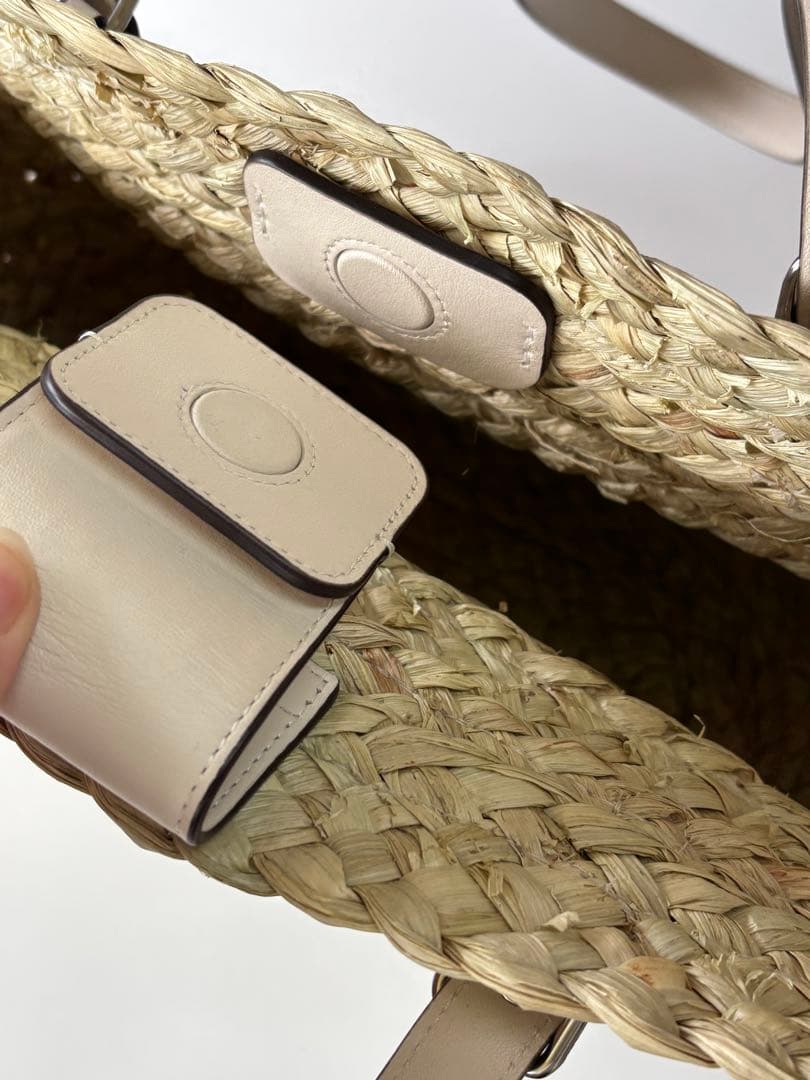 COACH コーチ レザー×ストロー カゴバッグ トート 大容量