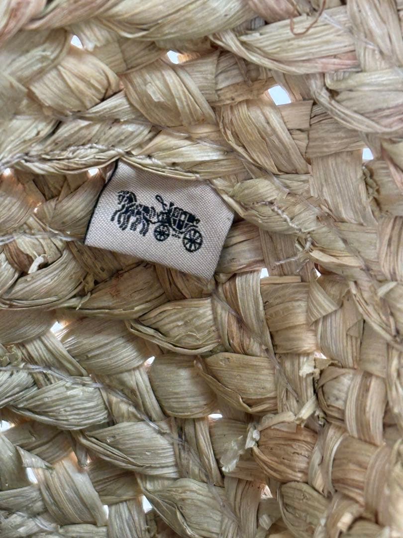 COACH コーチ レザー×ストロー カゴバッグ トート 大容量