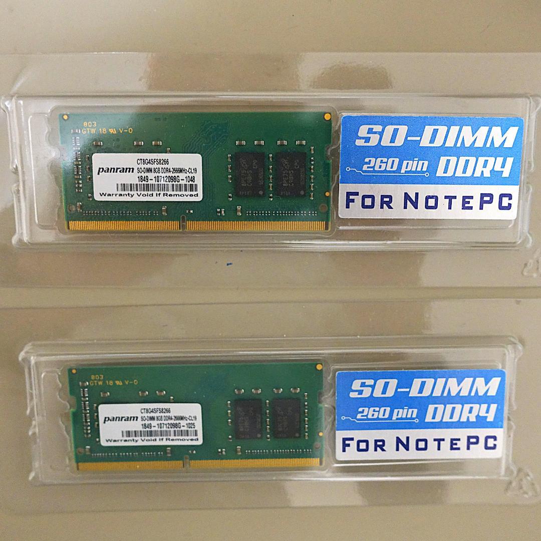 Crucial CT8G4SFS8266 DDR4-2666 SODIMM　２枚