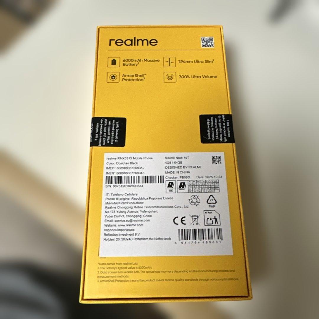 realme Note 70T スマートフォン 本体