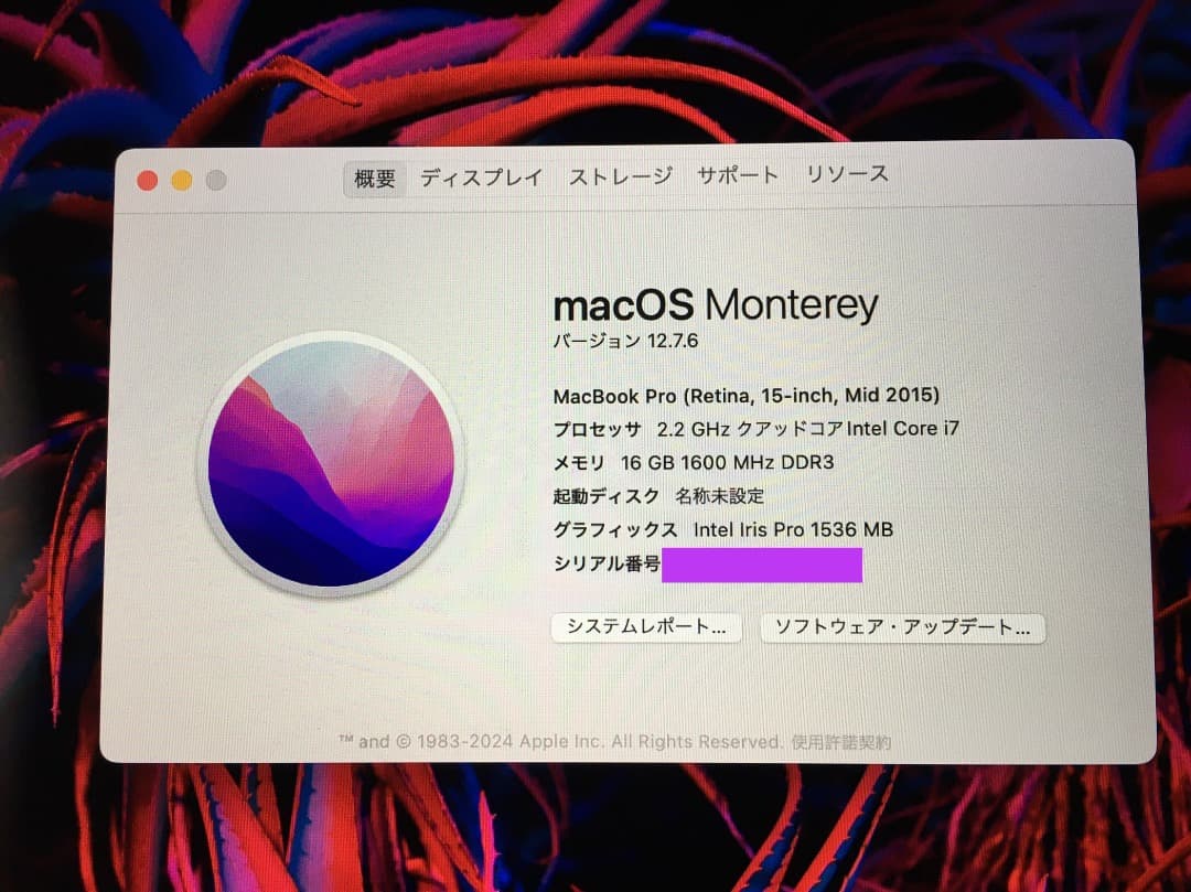 Apple MacBook Pro 15インチ 2015 i7 16GB WIN