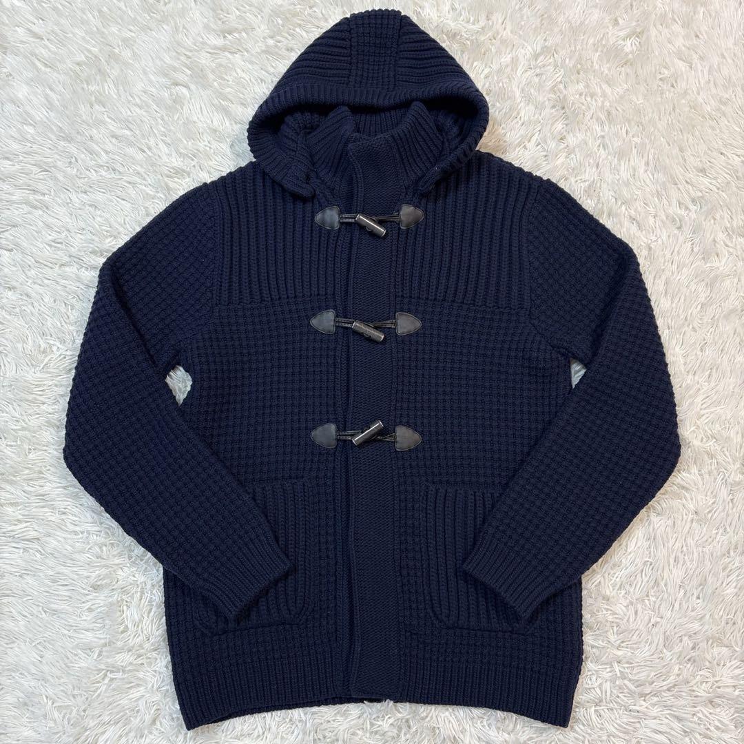 美品✨エンポリオアルマーニ ニット ダッフルコート XL相当 厚手 ネイビー