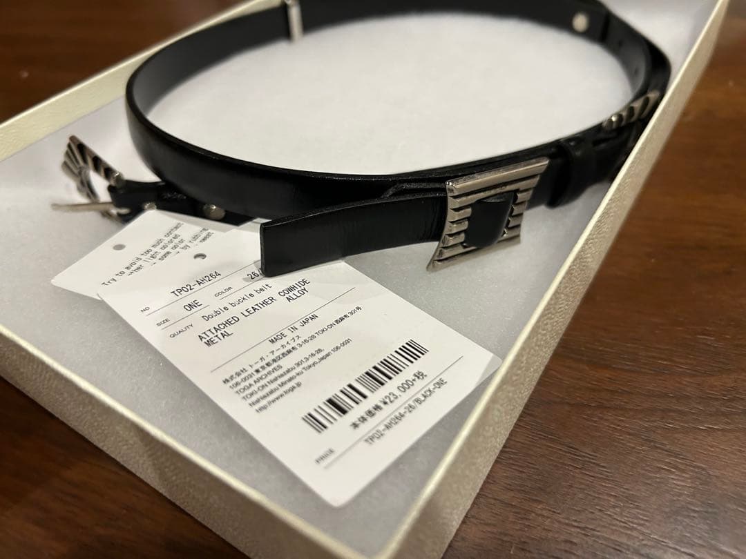 TOGA PULLAブラックレザーベルト ダブルバックルベルト トガ　プルラ