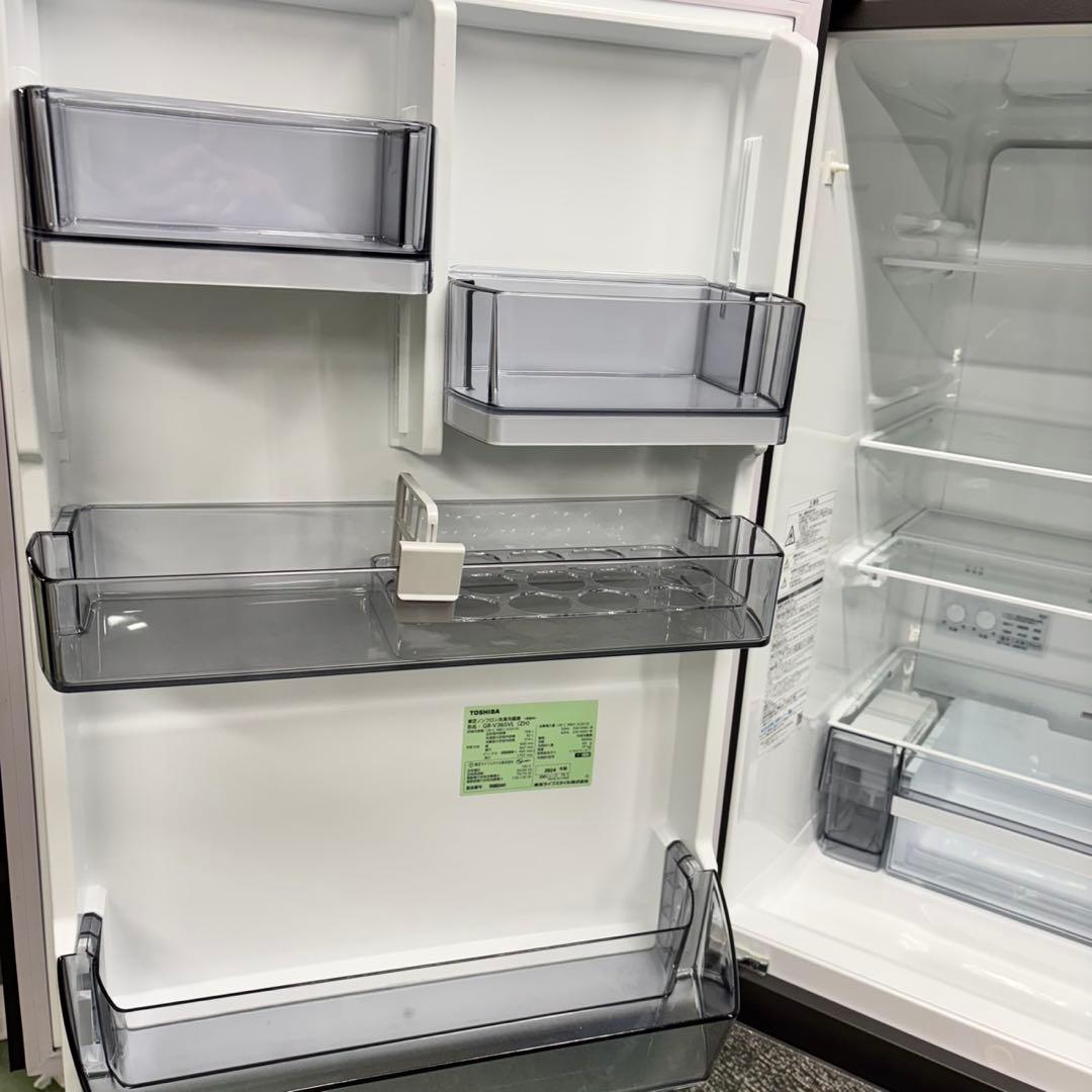 540東芝 24年製 大型冷蔵庫 ガラス割れあり 完動品　300L強　自動製氷
