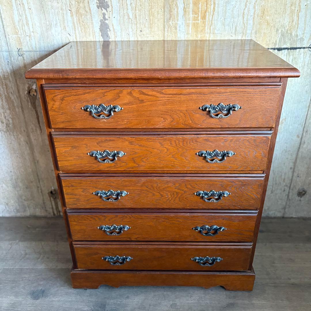 越後民芸家具　5段チェスト　民芸箪笥　クラシカル　②