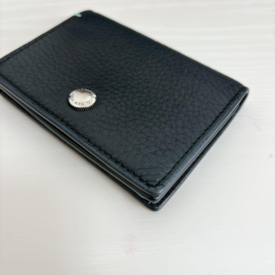 Tiffany & Co. 名刺入れ カードケース ブラック 革 ブルーステッチ