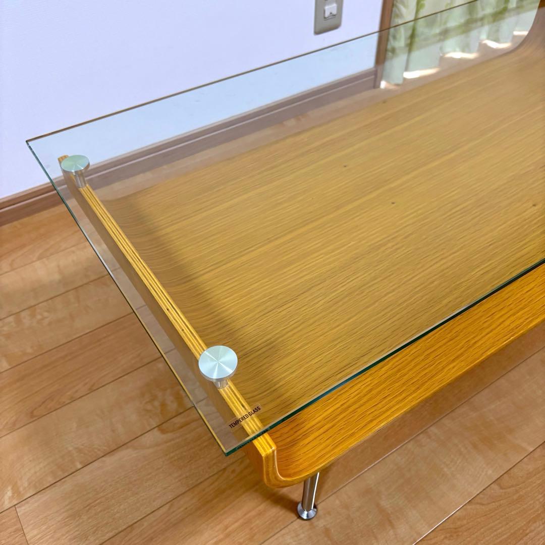 スペースエイジ ミッドセンチュリー 曲げ木 プライウッド ガラステーブル